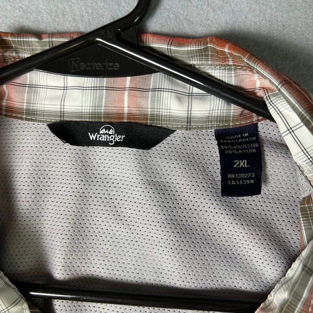 Wrangler Button Up Shirt Mens 2XL Plaid Western Mesh Cowboy Short Sleeve Shirt - Picture 2 of 7